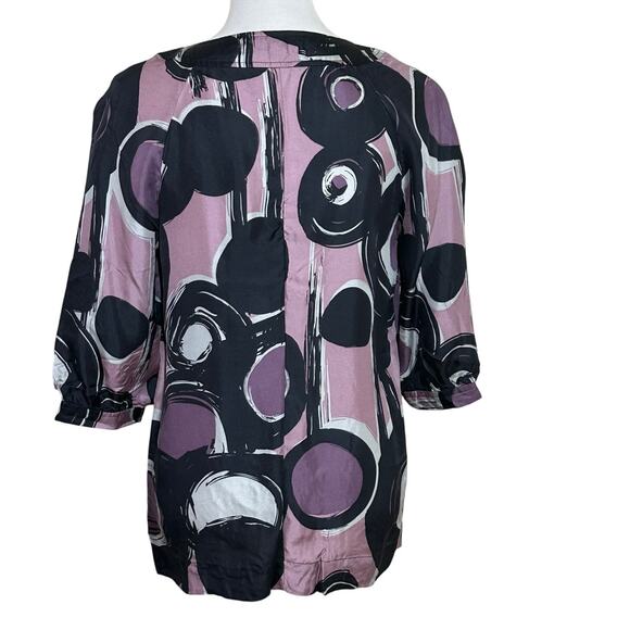 a.n.a. Black and Purple 100% Silk Pleated Blouse Sz Petite Medium - Picture 2 of 9